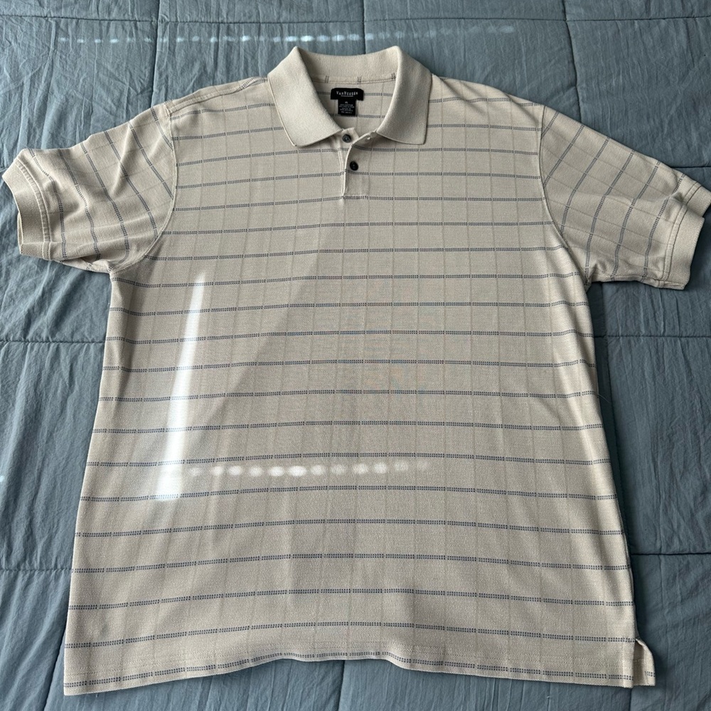 Van Heusen Gray Polo Shirt with Classic Stripes
